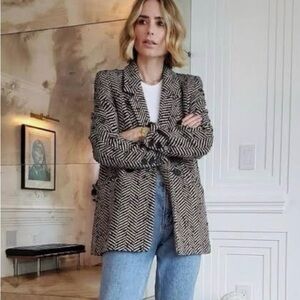 Anine Bing Herringbone black and cream blazer